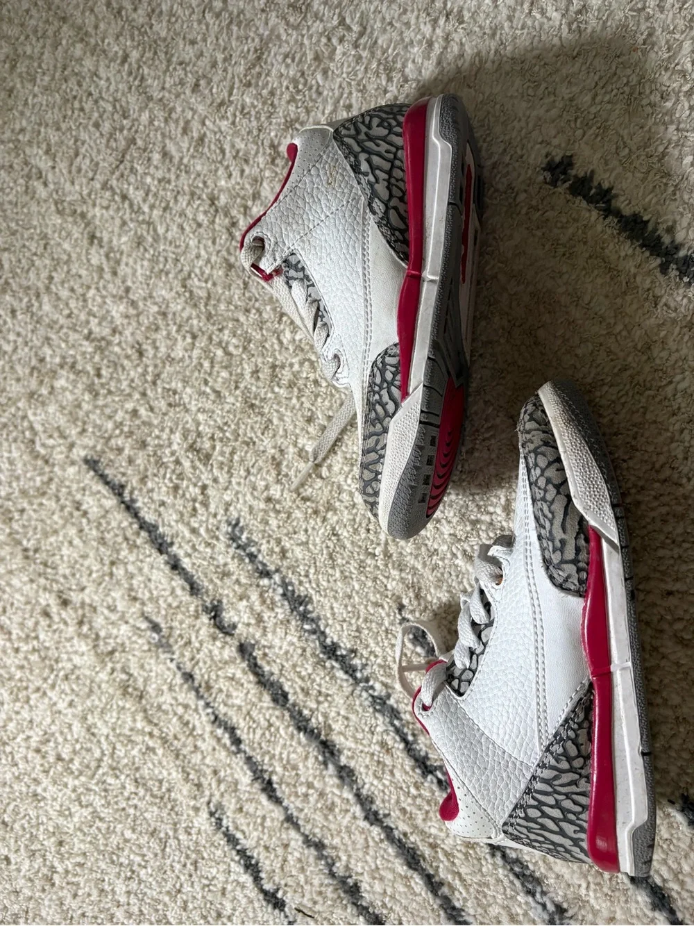 Jordan Air Jordan 3 White/Red/Gray Leather Sneakers Kids US 11C MPN 429487-126